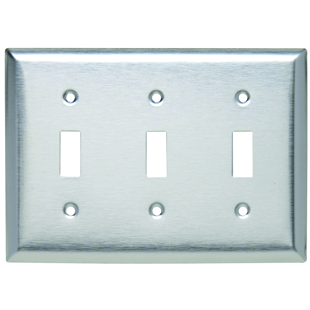 SL3 3-Gang 430 Stainless Steel Wall Plate, 3 Toggle Switch Openings
