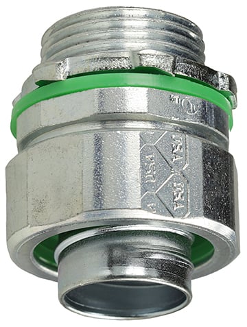 SL38 Straight Non-Insulated Liquid Tight Conduit Connector, 3/8 in Trade, Steel, Zinc Plated