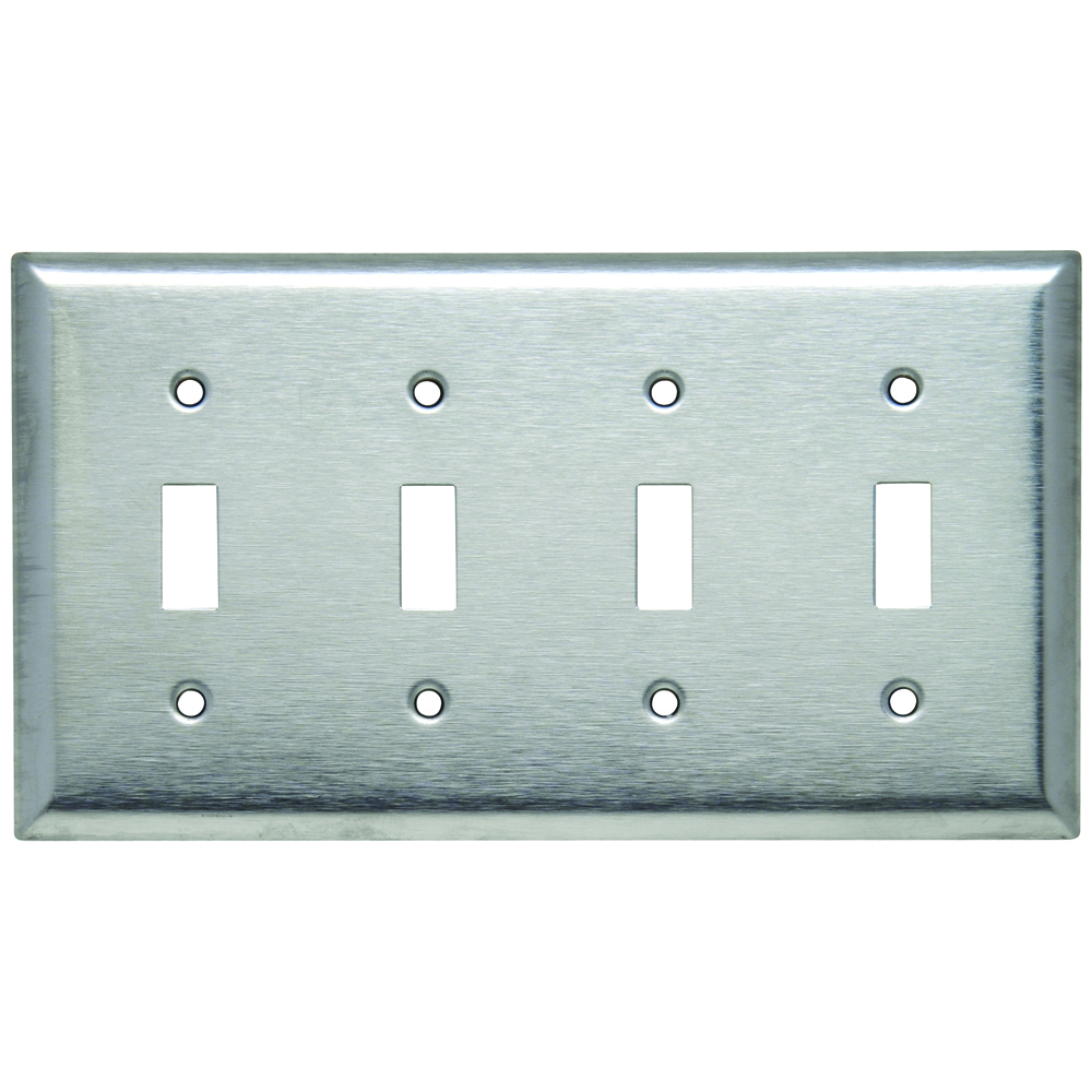 SL4 4-Gang 430 Stainless Steel Wall Plate, 4 Toggle Switch Openings