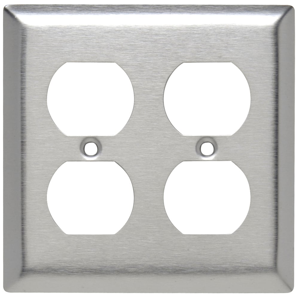 SL82 2-Gang 430 Stainless Steel Wall Plate, 2 Duplex Receptacle Openings
