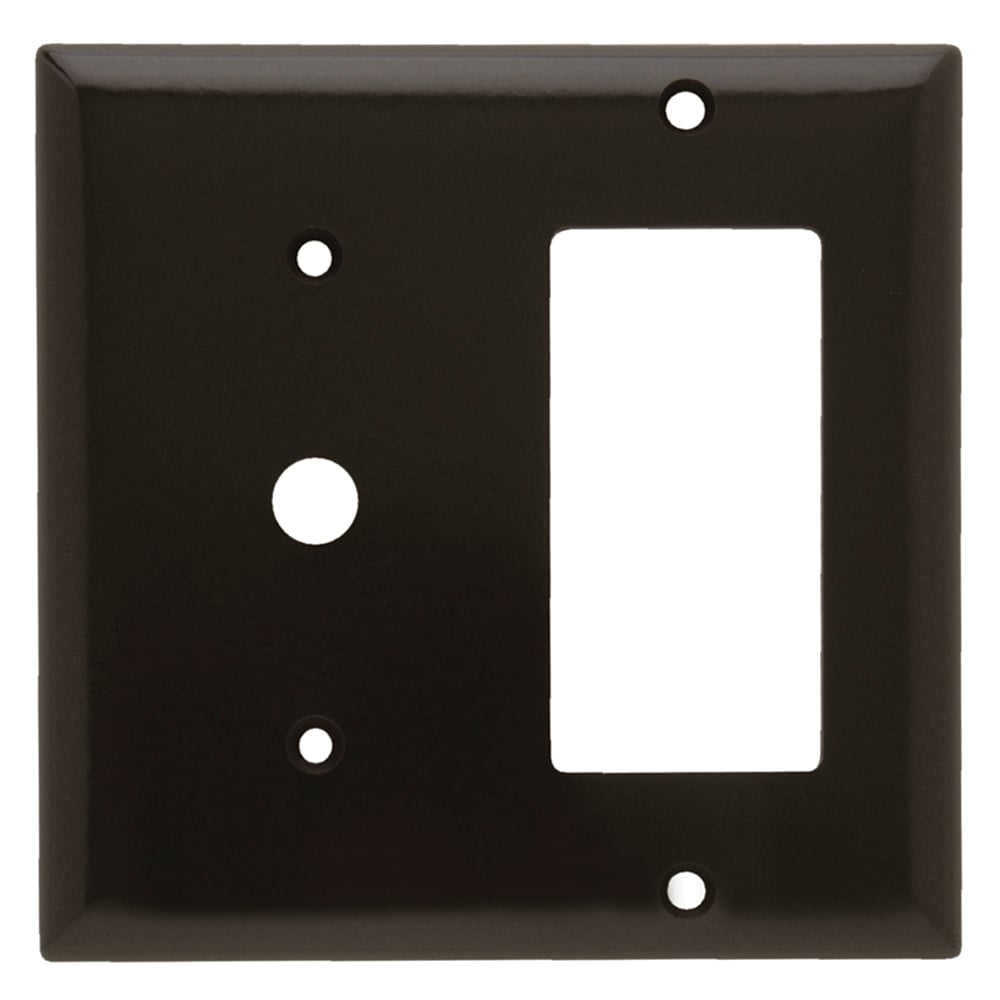 SP1226 2-Gang Thermoset Wall Plate, 1 Telephone, 1 Decorator, Brown