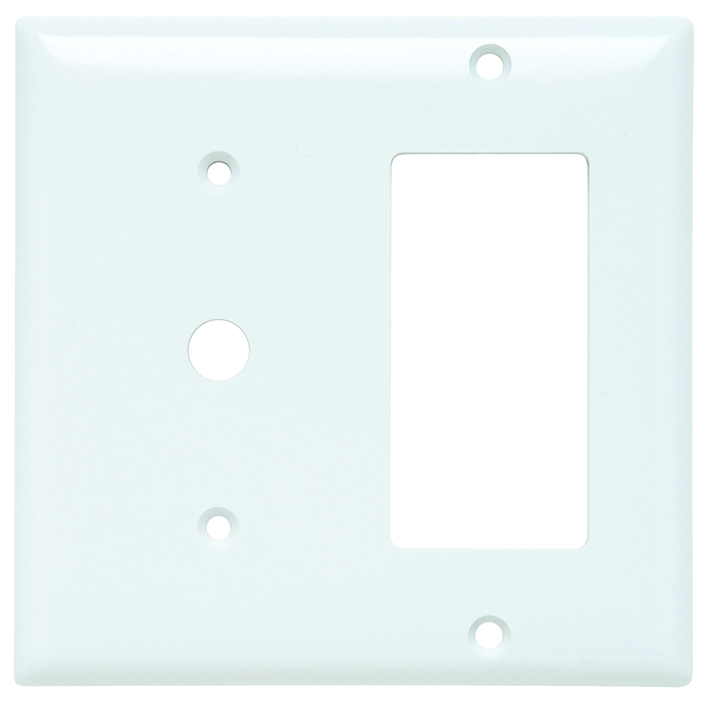 SP1226W 2-Gang Thermoset Wall Plate, 2 Telephone, 1 Decorator, White