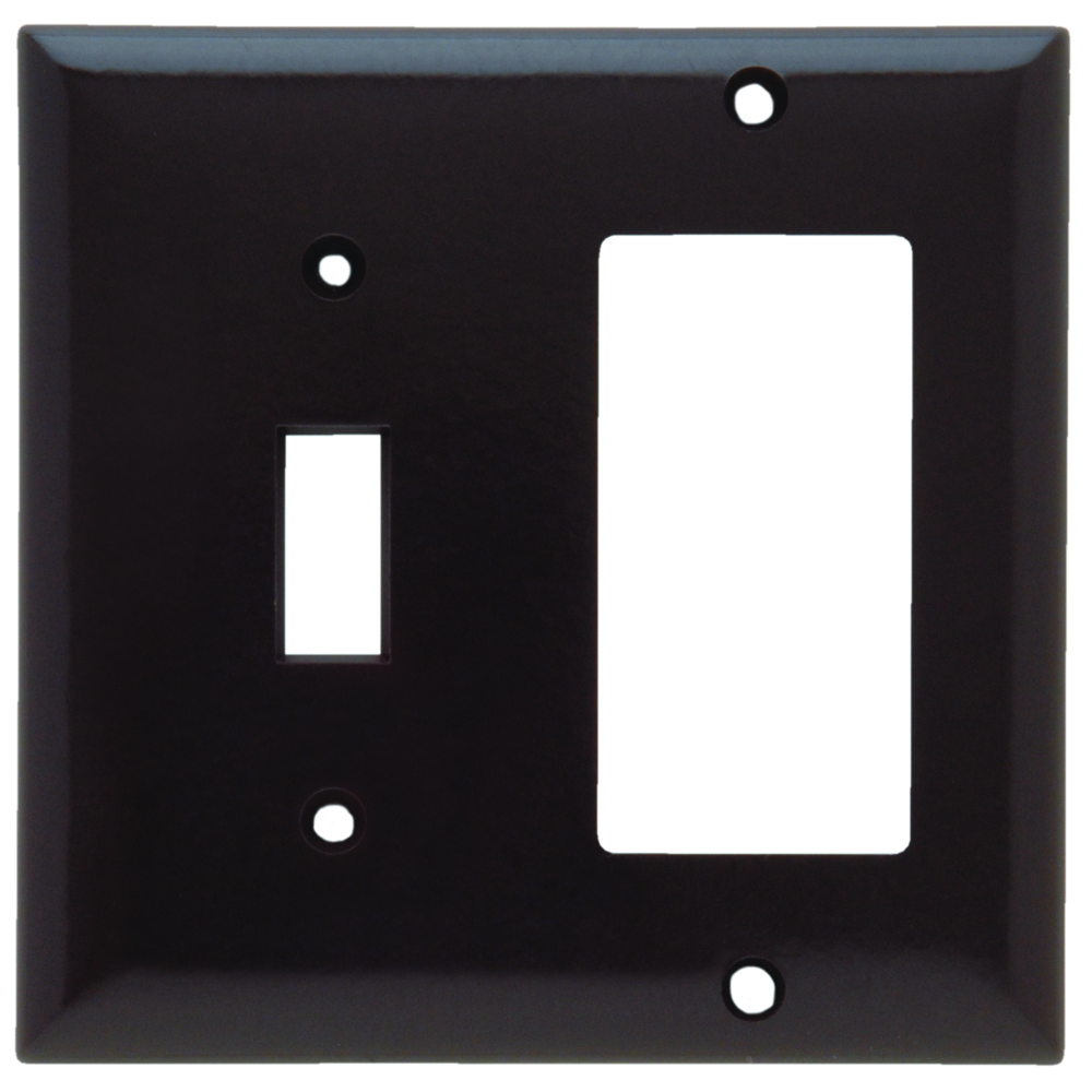 SP126 Combination Openings, 1 Toggle Switch and 1 Decorator, Two Gang, Brown