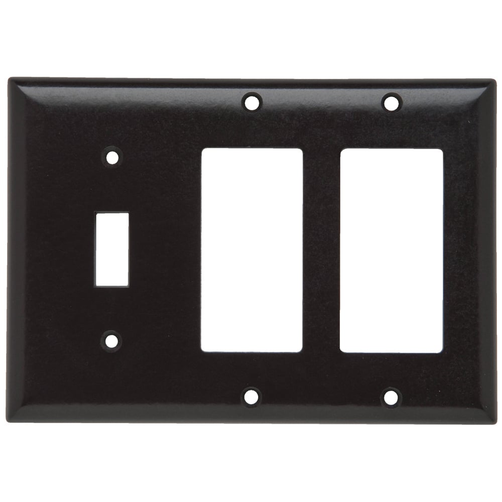 SP1262 Combination Openings, 1 Toggle Switch and 2 Decorator, Three Gang, Brown