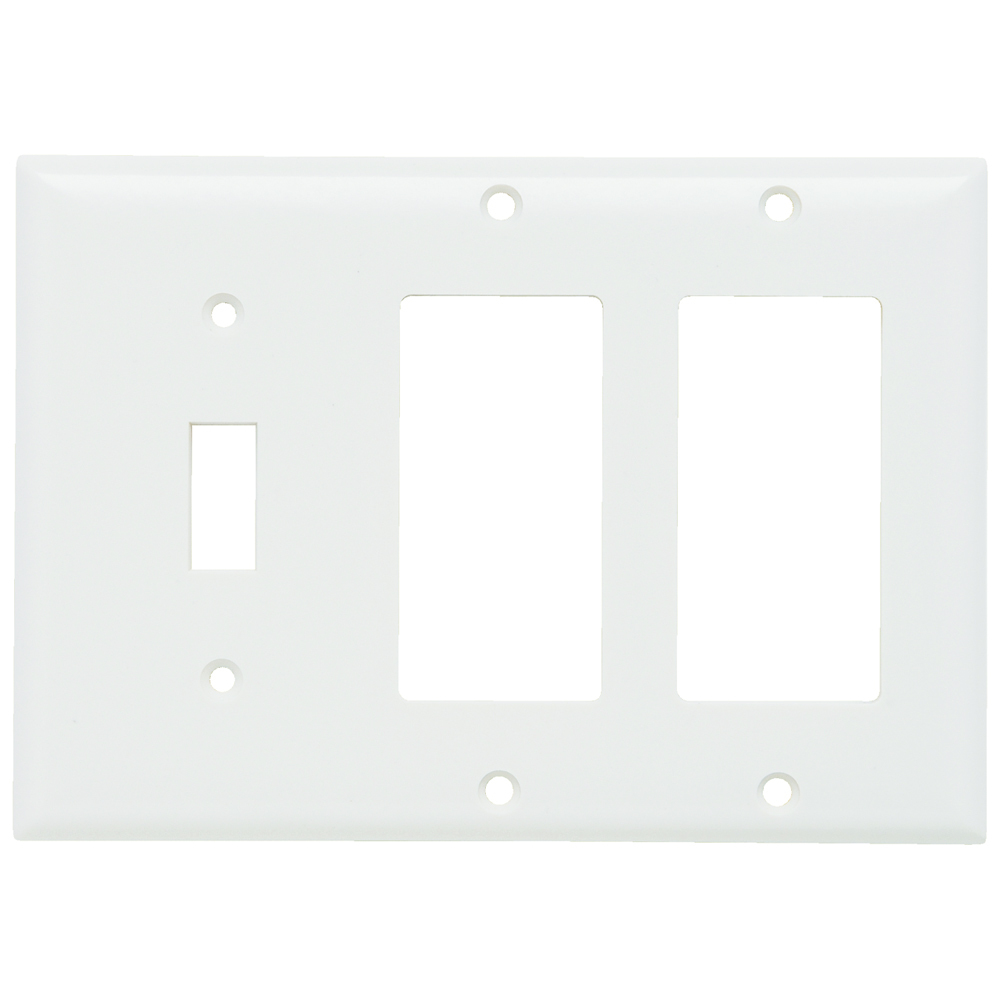 SP1262W Combination Openings, 1 Toggle Switch and 2 Decorator, Three Gang, White
