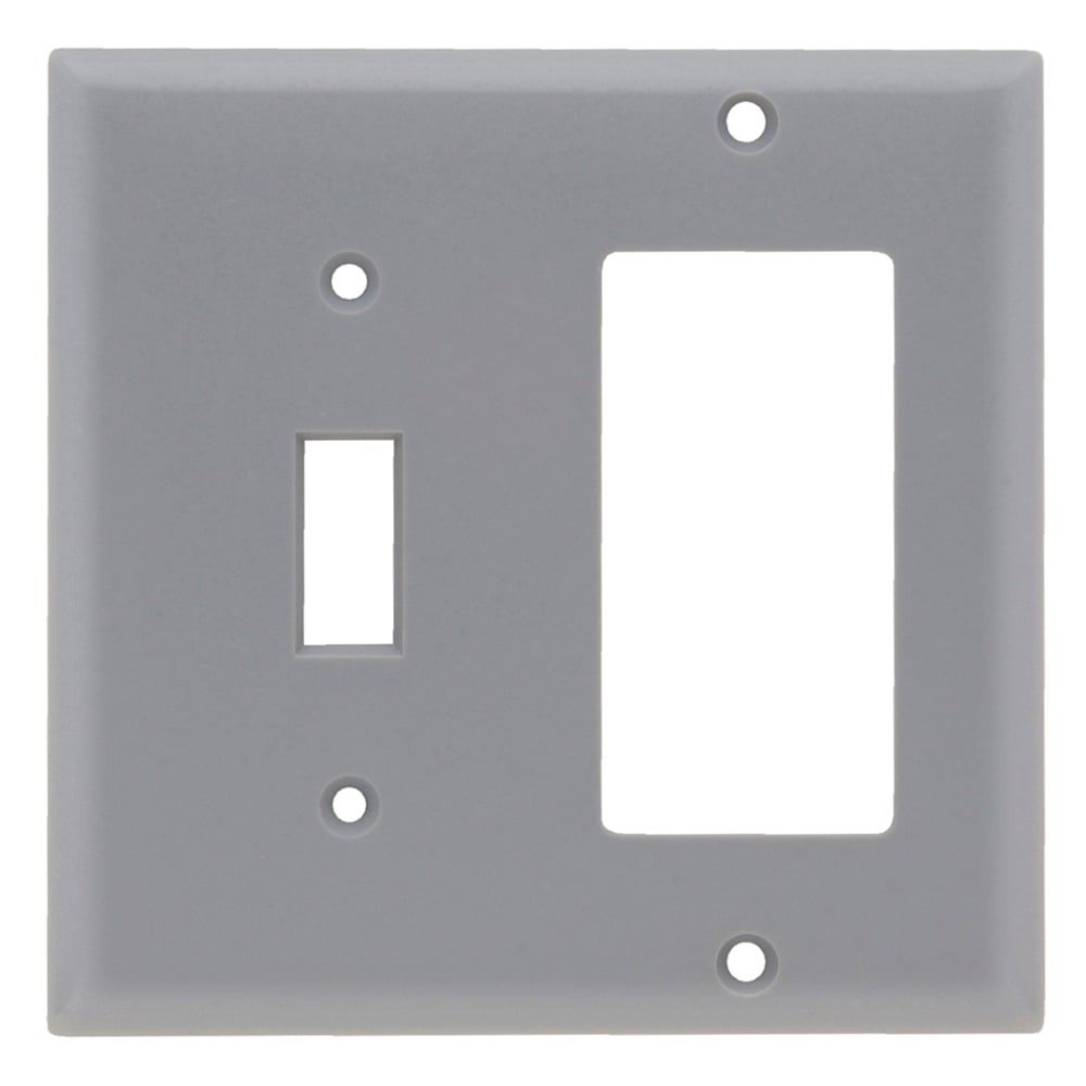 SP126GRY Combination Openings, 1 Toggle Switch and 1 Decorator, Two Gang, Gray
