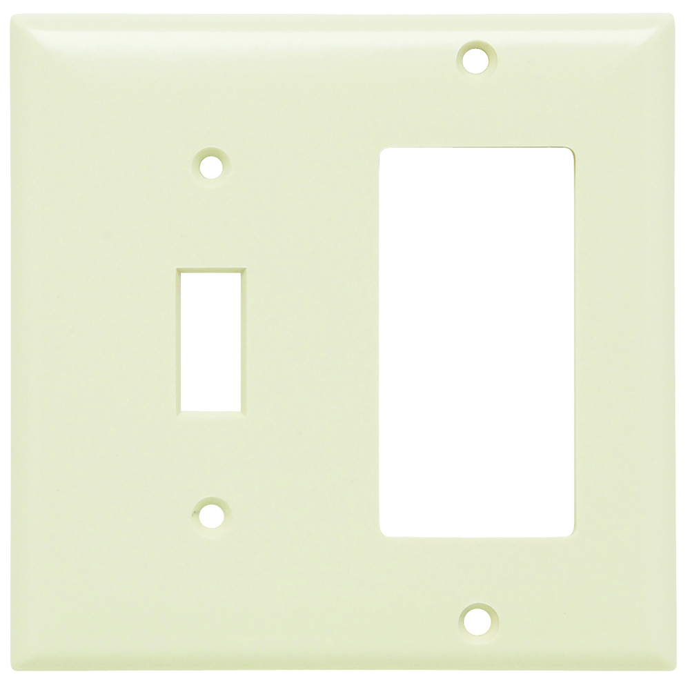 SP126LA Combination Openings, 1 Toggle Switch and 1 Decorator, Two Gang, Light Almond