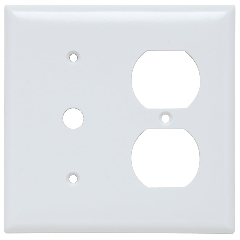 SP128W 2-Gang Thermoset Wall Plate, 4 Telephone, 1 Duplex Receptacle, White