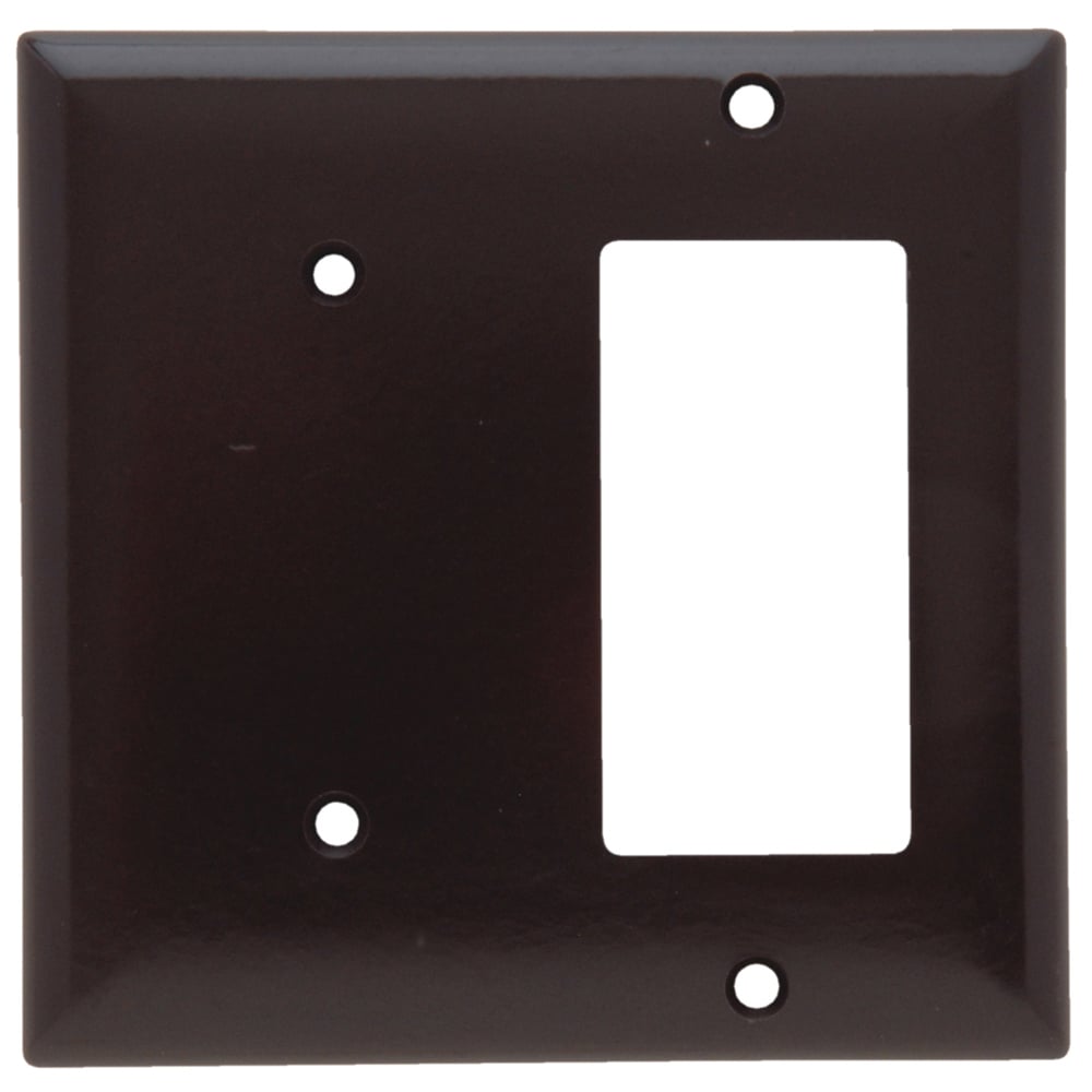 SP1426 2-Gang Thermoset Wall Plate, 1 Blank, 1 Decorator, Brown