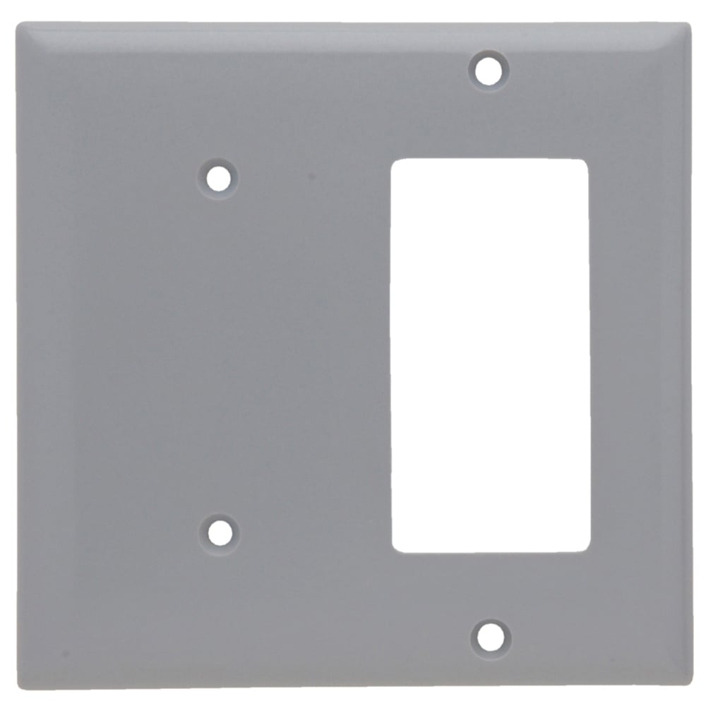 SP1426GRY 2-Gang Thermoset Wall Plate, 1 Blank, 1 Decorator, Gray