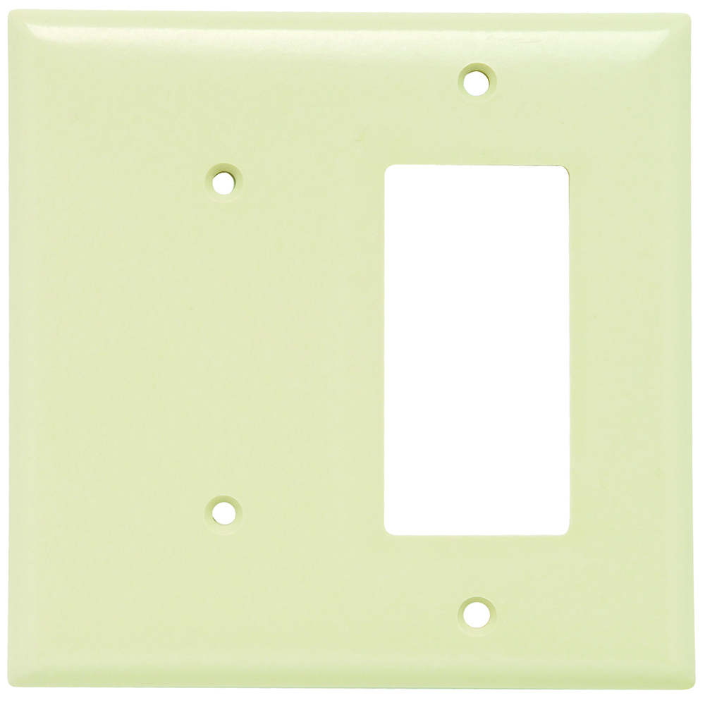 SP1426I 2-Gang Thermoset Wall Plate, 1 Blank, 1 Decorator, Ivory