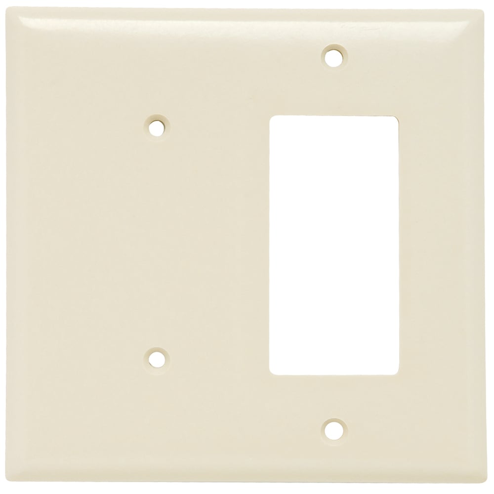 SP1426LA 2-Gang Thermoset Wall Plate, 1 Blank, 1 Decorator, Light Almond