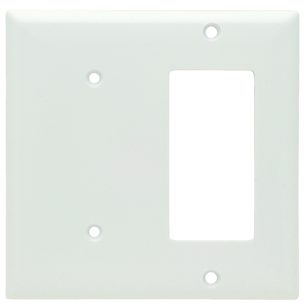 SP1426W 2-Gang Thermoset Wall Plate, 1 Blank, 1 Decorator, White