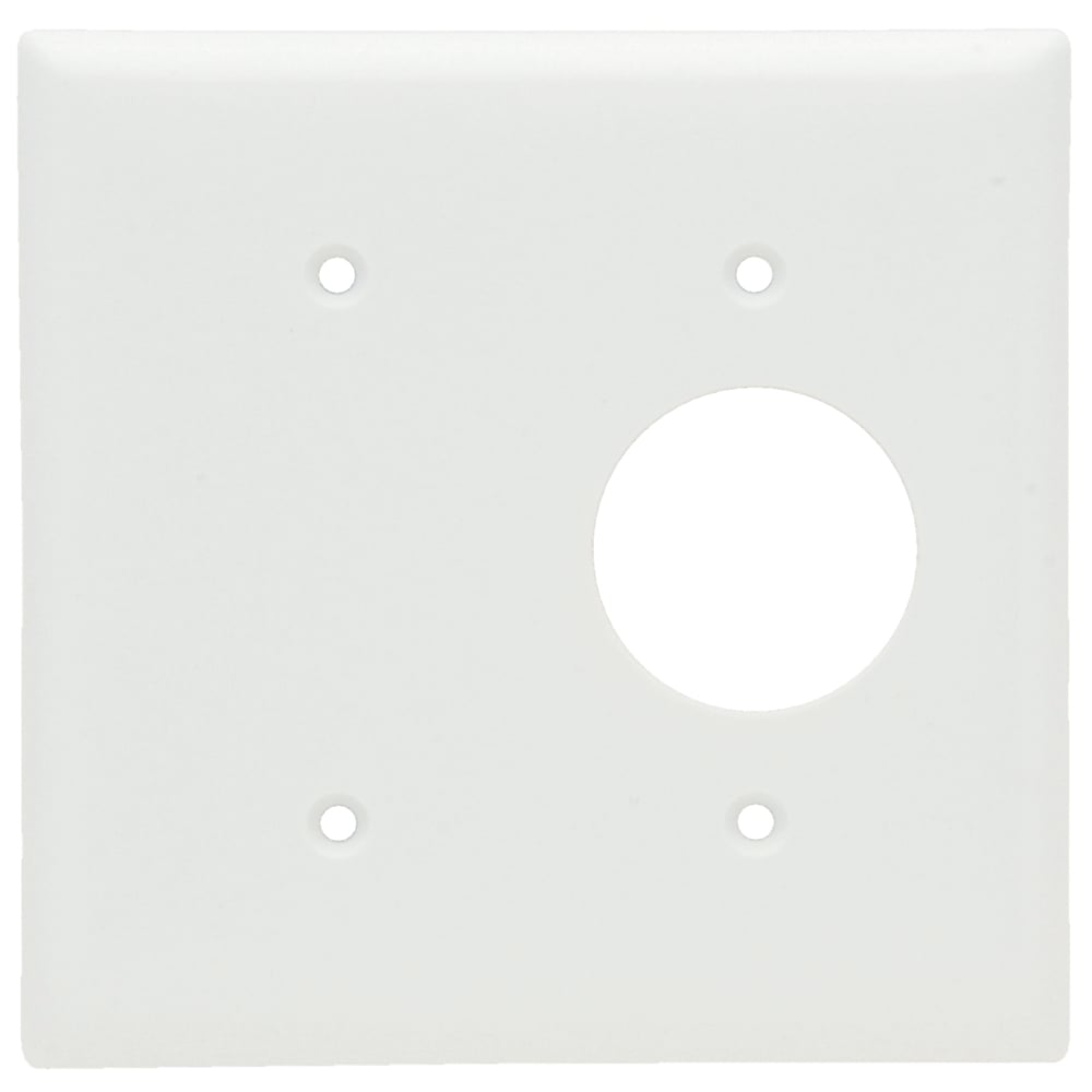 SP147W 2-Gang Thermoset Wall Plate, 1 Blank, 1 Single Receptacle, White