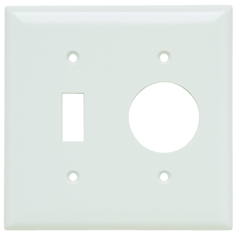 SP17W 2-Gang Thermoset Wall Plate, 1 Toggle Switch Opening, 1 Single Receptacle, White