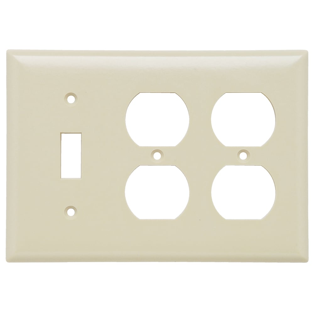 SP182I 3-Gang Thermoset Wall Plate, 1 Toggle Switch, 2 Duplex Receptacle, Ivory