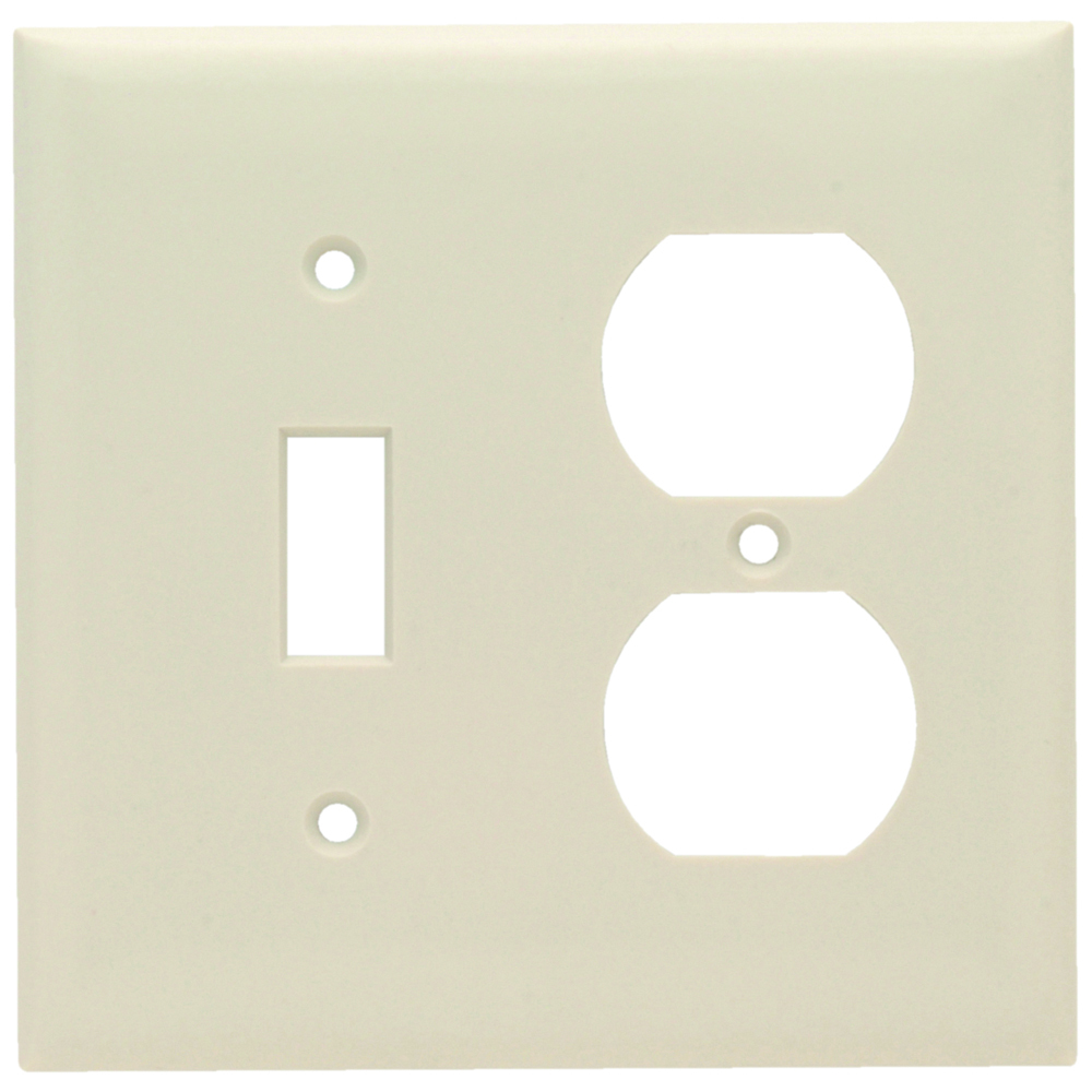 SP18LA 2-Gang Thermoset Wall Plate, 4 Toggle Switch Opening, 1 Duplex Receptacle, Light Almond