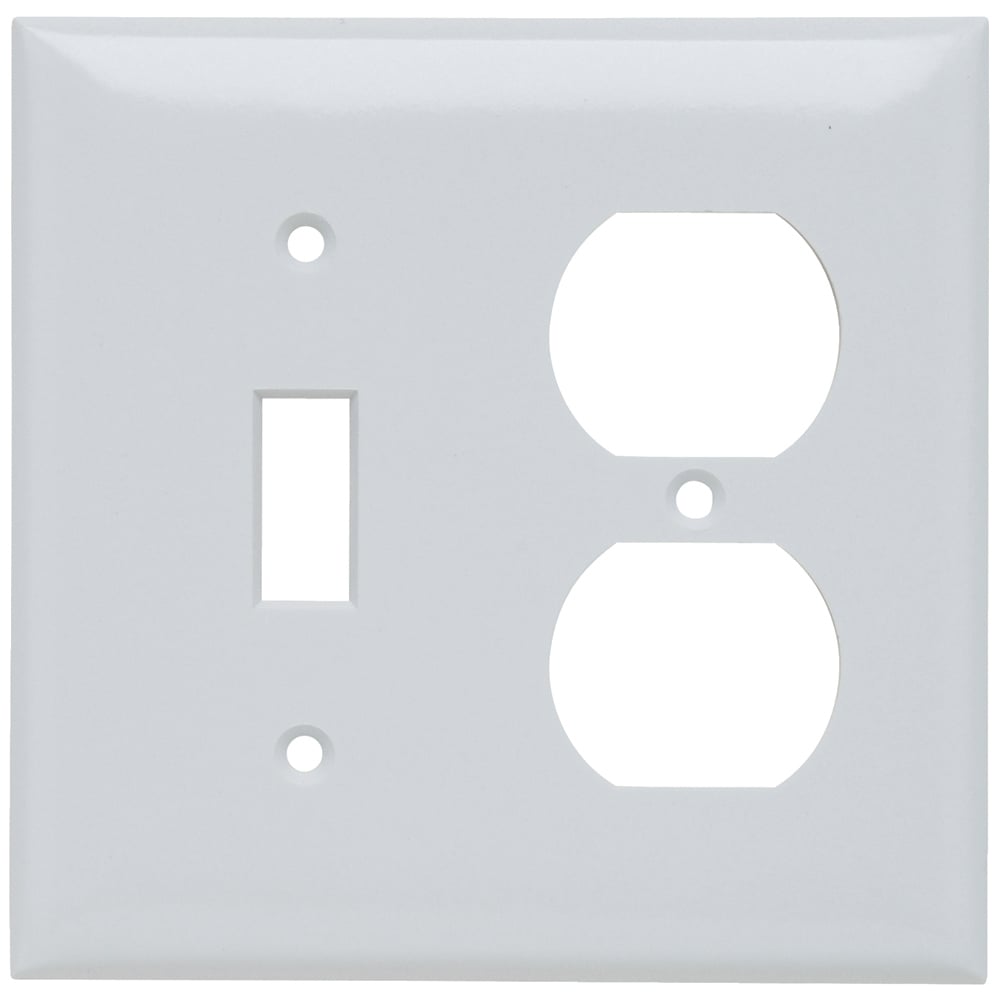 SP18W 2-Gang Thermoset Wall Plate, 5 Toggle Switch Opening, 1 Duplex Receptacle, White