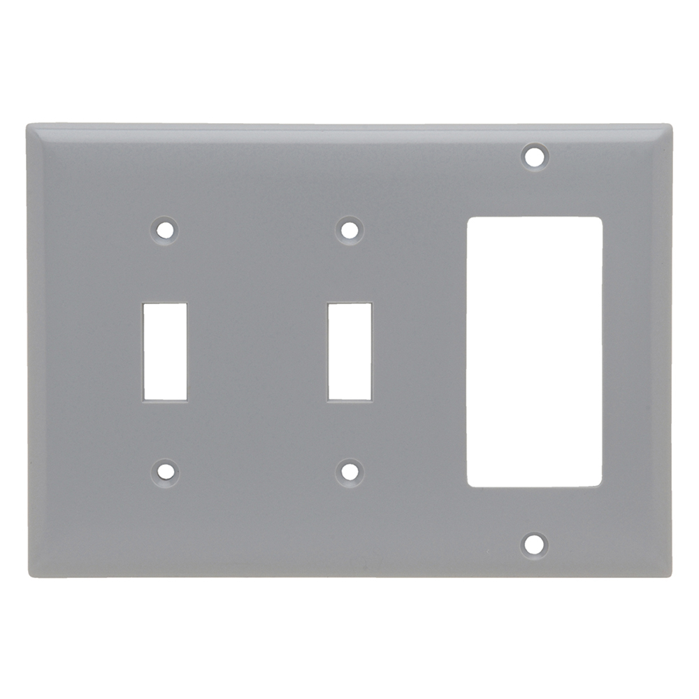 SP226GRY Combination Openings, 2 Toggle Switch and 1 Decorator, Three Gang, Gray