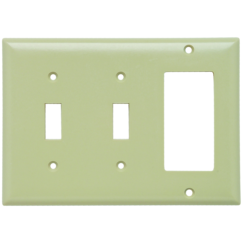 SP226I Combination Openings, 2 Toggle Switch and 1 Decorator, Three Gang, Ivory