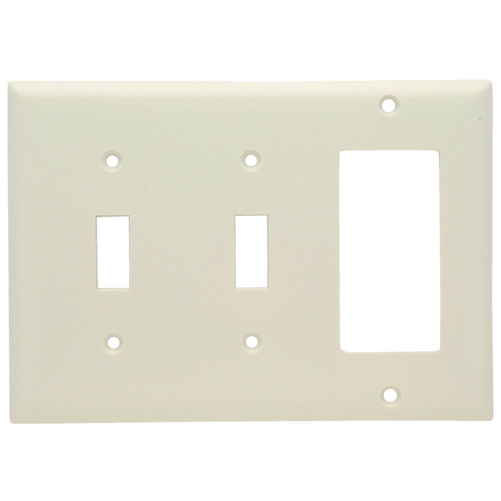 SP226LA Combination Openings, 2 Toggle Switch and 1 Decorator, Three Gang, Light Almond