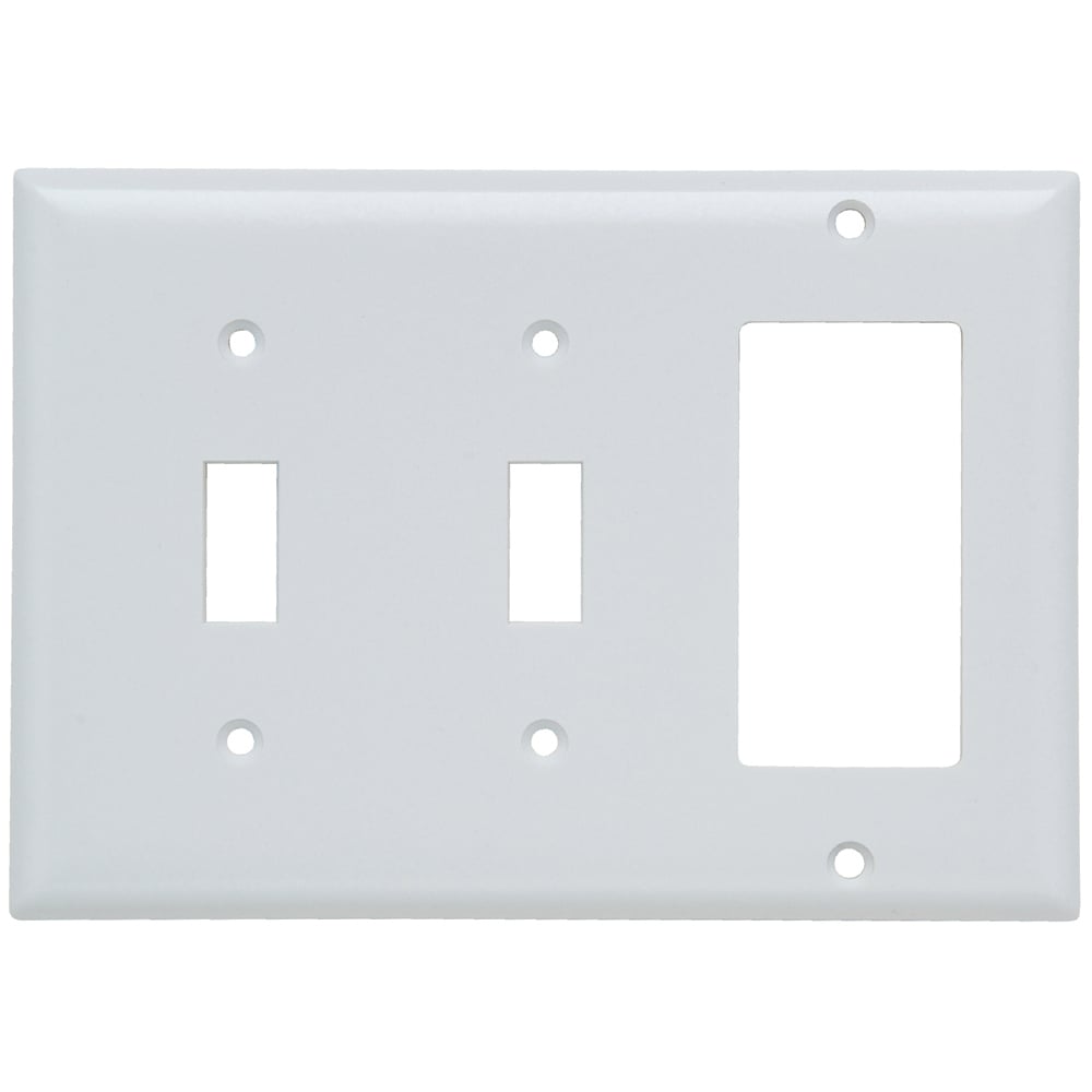 SP226W Combination Openings, 2 Toggle Switch and 1 Decorator, Three Gang, White