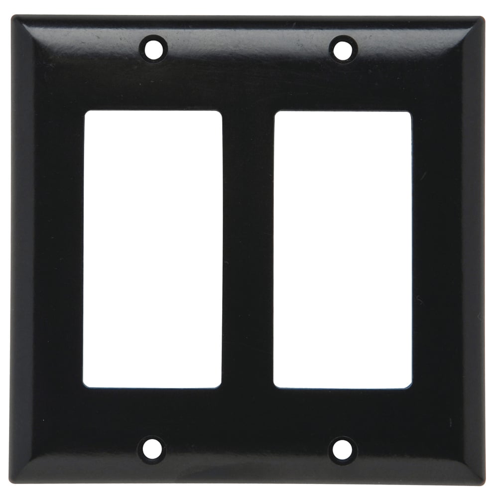 SP262BK 2-Gang Thermoset Wall Plate, 2 Decorator Openings, Black