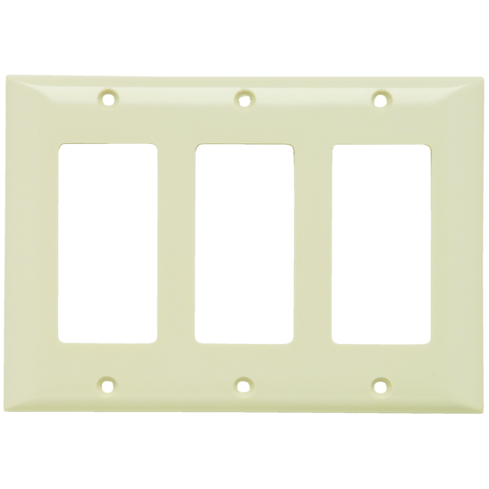 SP263LA 3-Gang Thermoset Wall Plate, 3 Decorator Openings, Light Almond