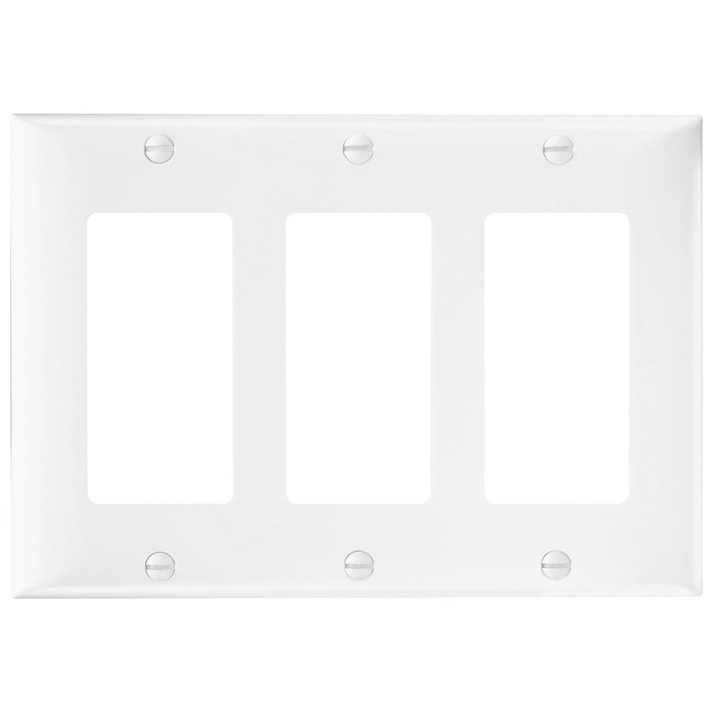 SP263W 3-Gang Thermoset Wall Plate, 3 Decorator Openings, White