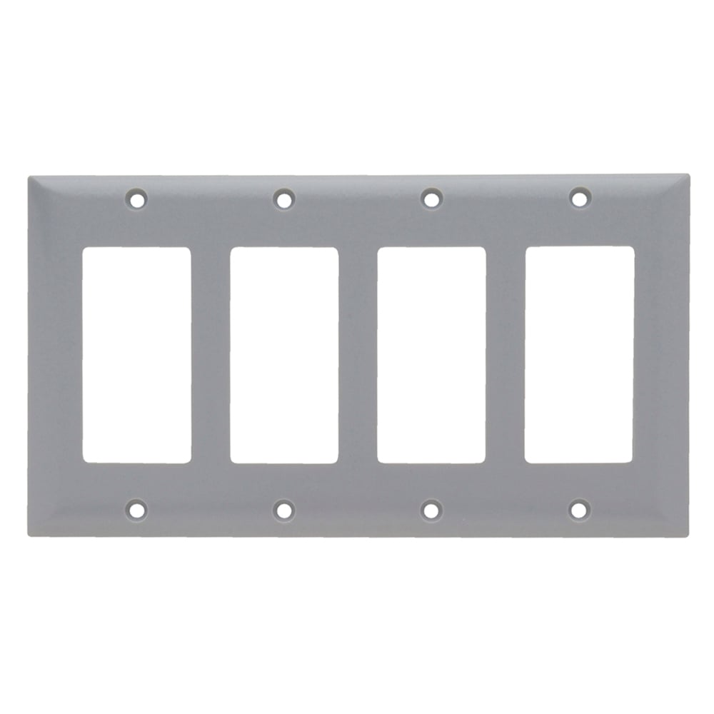 SP264GRY 4-Gang Thermoset Wall Plate, 4 Decorator Openings, Gray