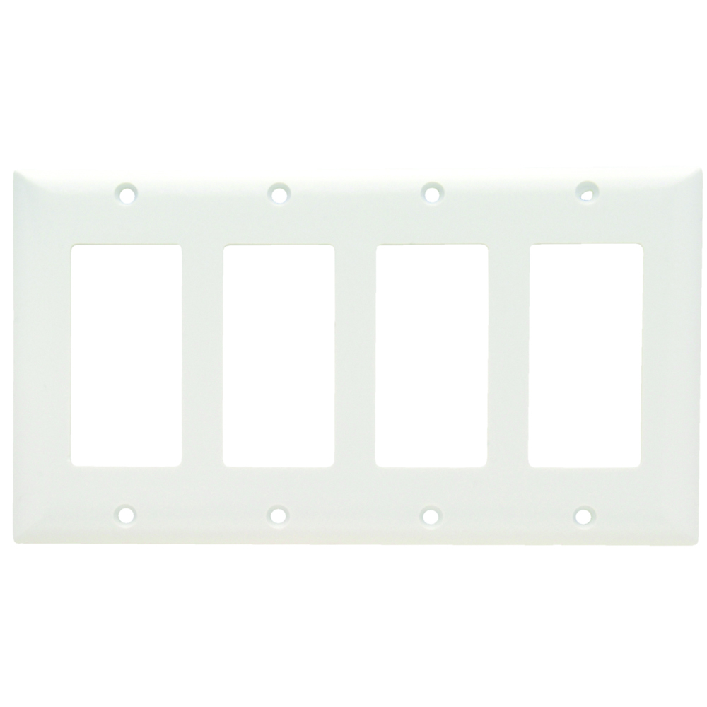 SP264W 4-Gang Thermoset Wall Plate, 4 Decorator Openings, White
