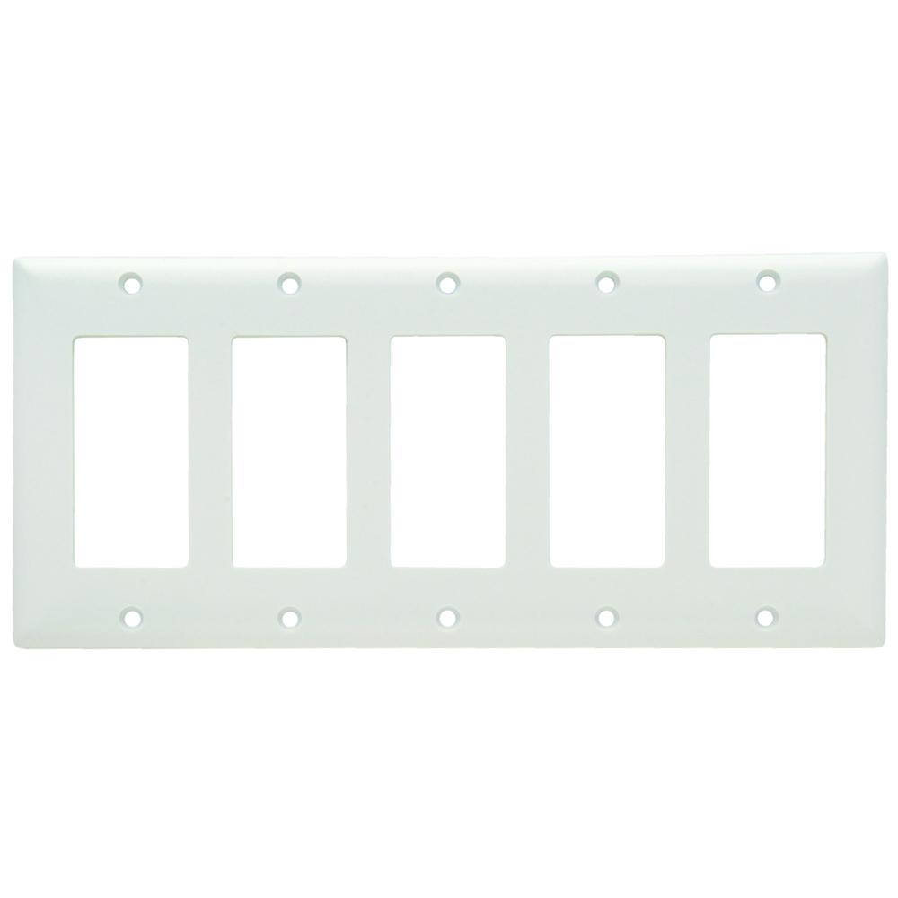 SP265W 5-Gang Thermoset Wall Plate, 5 Decorator Openings, White
