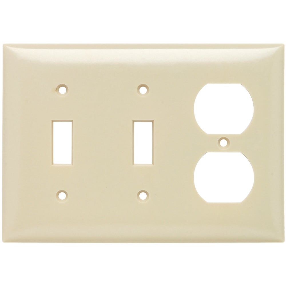 SP28I 3-Gang Thermoset Wall Plate, 2 Toggle Switch, 1 Duplex Receptacle, Ivory