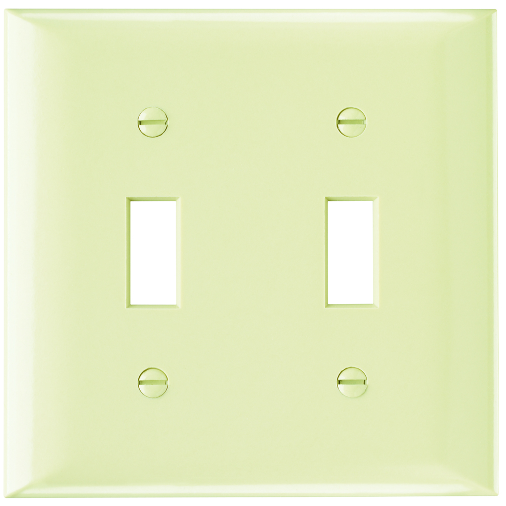 SP2I 2-Gang Thermoset Wall Plate, 2 Toggle Switch Openings, Ivory