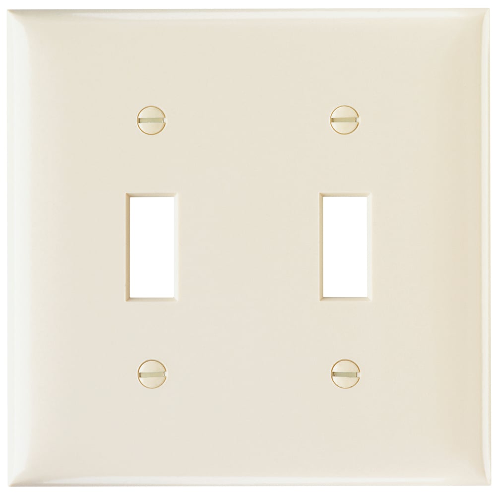 SP2LA 2-Gang Thermoset Wall Plate, 2 Toggle Switch Openings, Light Almond