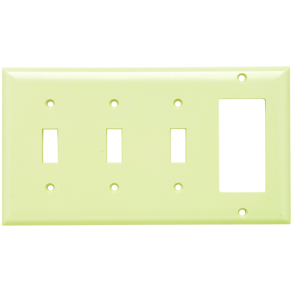 SP326I Combination Openings, 3 Toggle Switch and 1 Decorator, Four Gang, Ivory