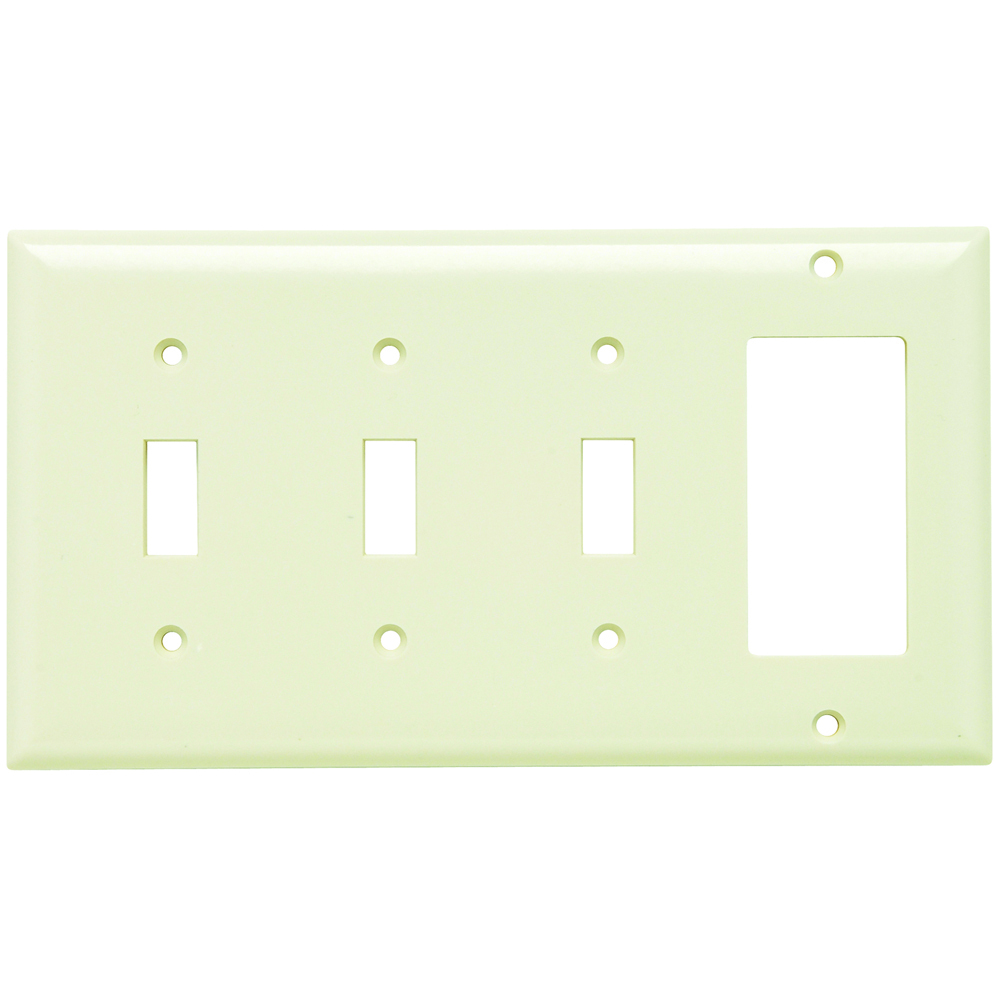 SP326LA Combination Openings, 3 Toggle Switch and 1 Decorator, Four Gang, Light Almond
