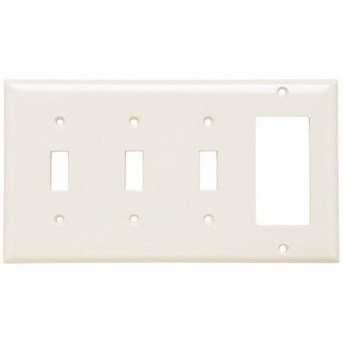 SP326W Combination Openings, 3 Toggle Switch and 1 Decorator, Four Gang, White