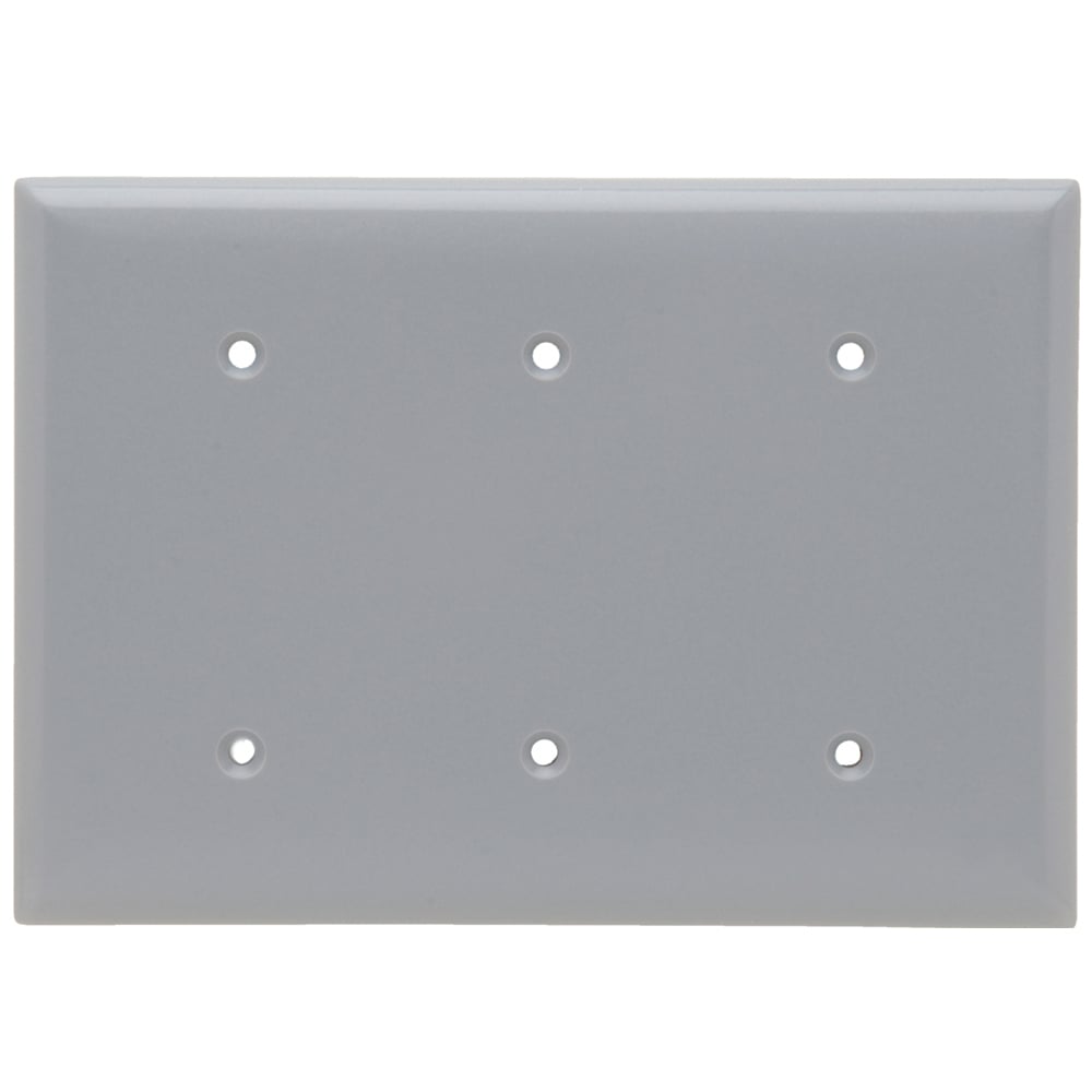 SP33GRY 3-Gang Thermoset Wall Plate, Blank, Box Mounted, Gray
