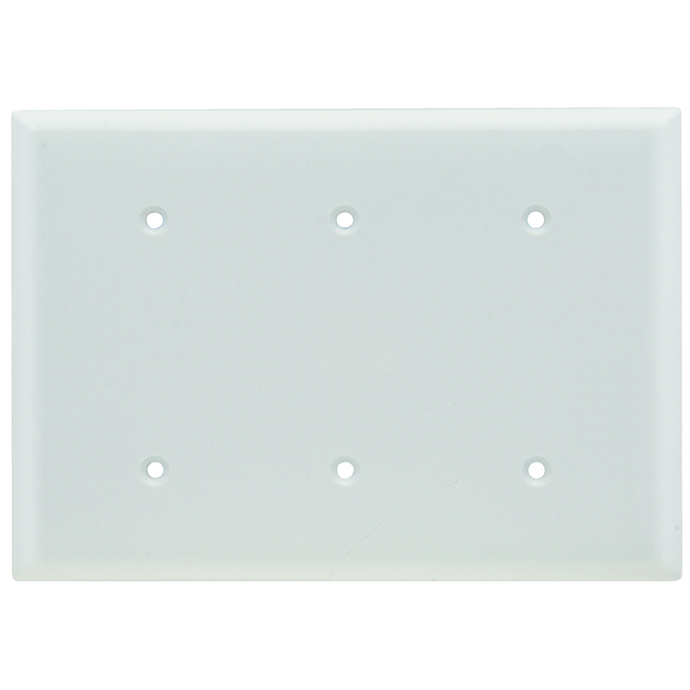SP34W 3-Gang Thermoset Wall Plate, Blank, Strap Mounted, White
