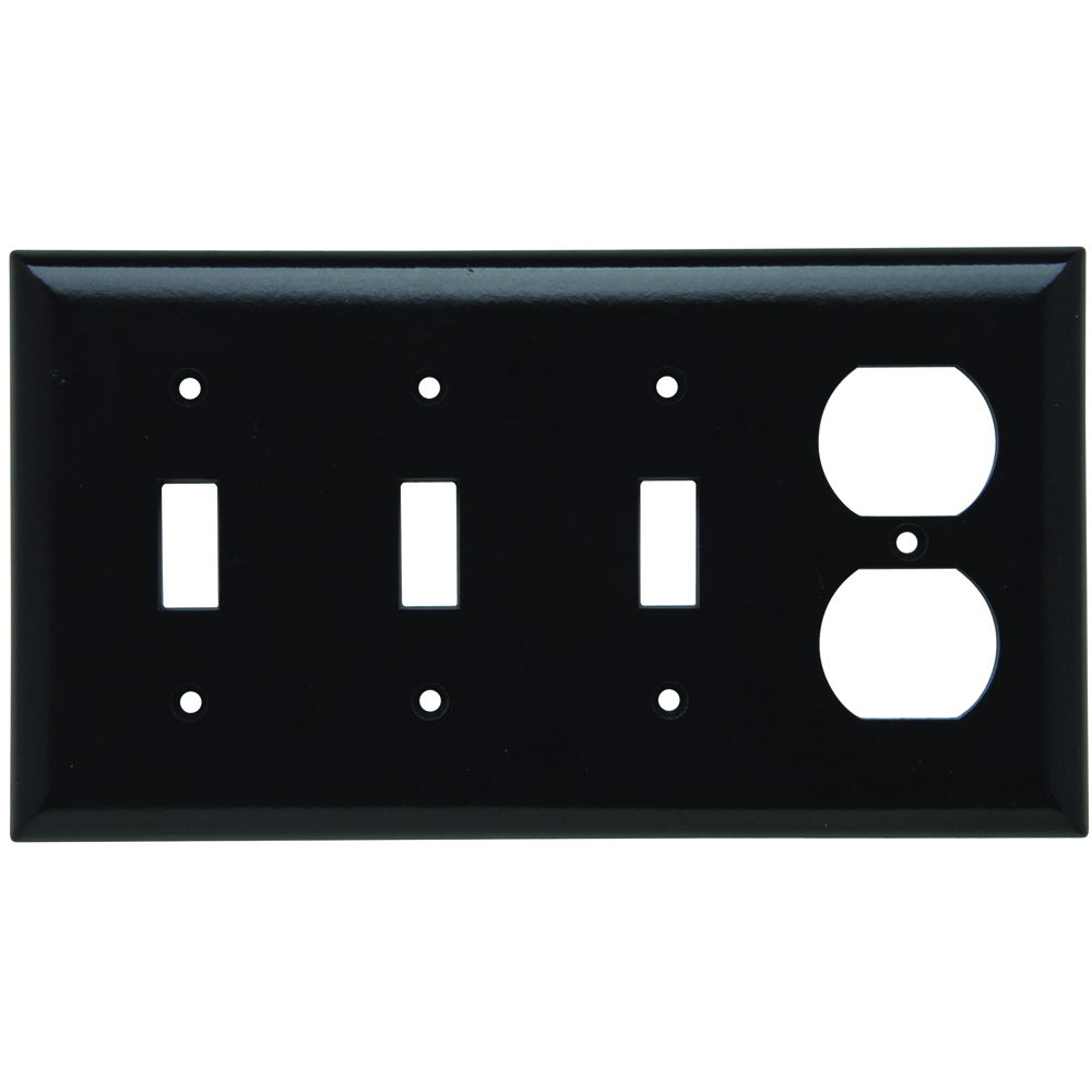 SP38 4-Gang Thermoset Wall Plate, 3 Toggle Switch, 1 Duplex Receptacle, Brown