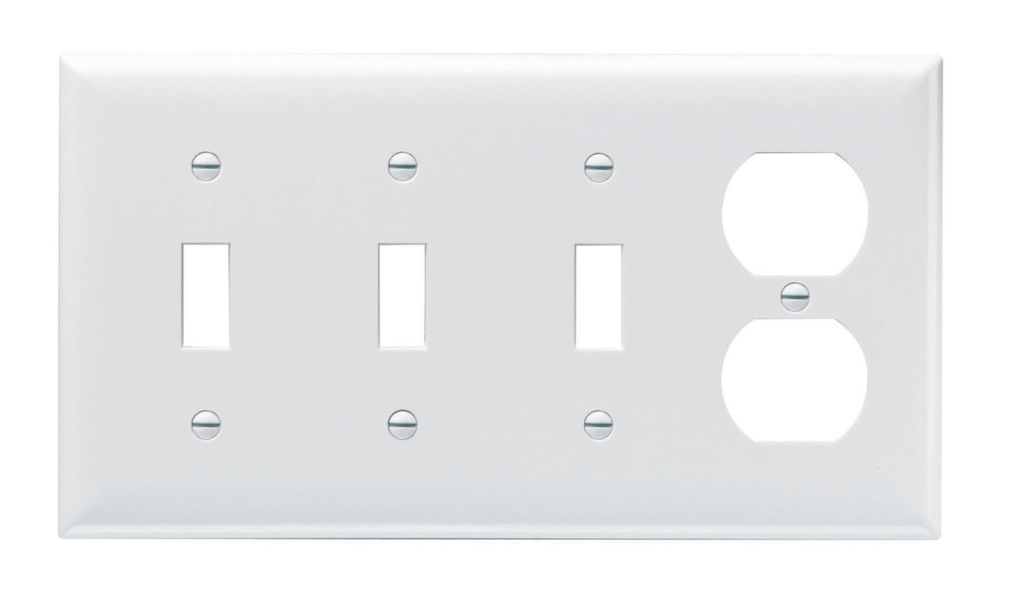 SP38GRY 4-Gang Thermoset Wall Plate, 3 Toggle Switch, 1 Duplex Receptacle, Gray