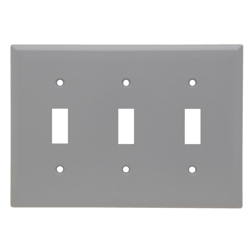 SP3GRY 3-Gang Thermoset Wall Plate, 3 Toggle Switch Openings, Gray