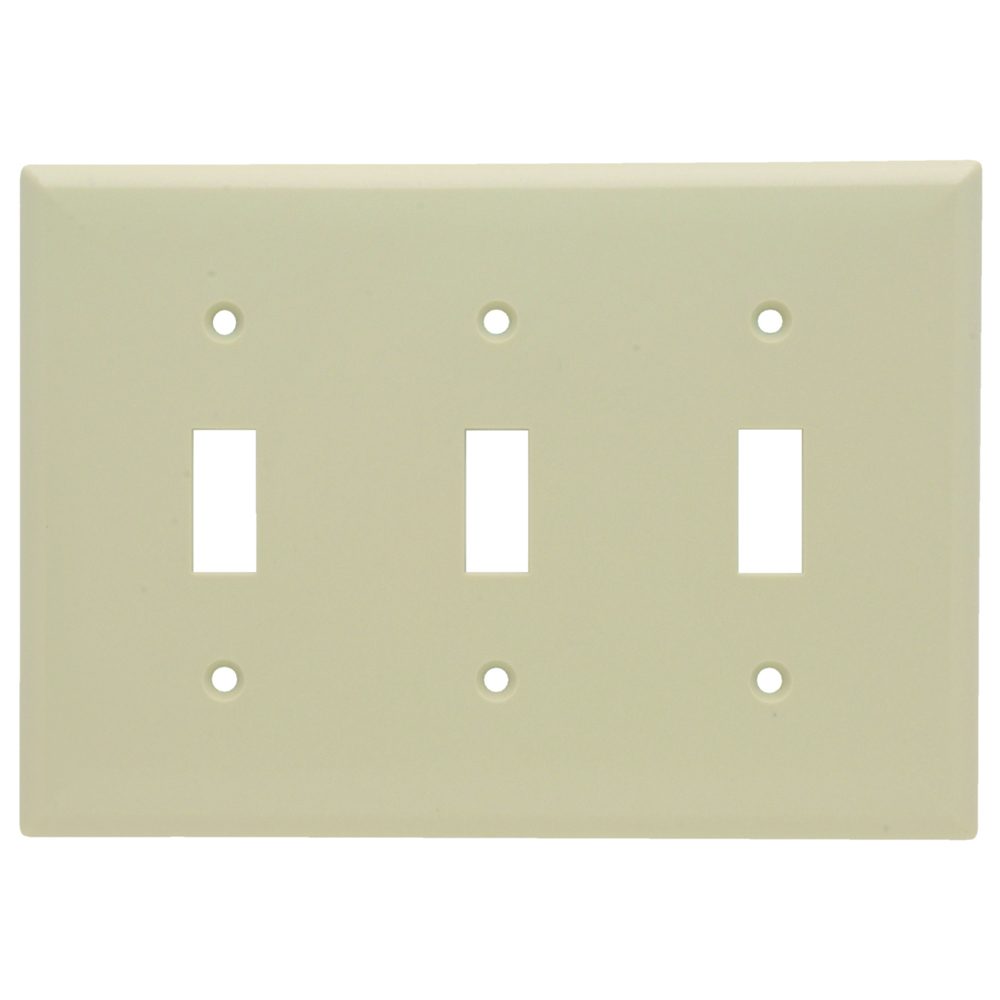 SP3I 3-Gang Thermoset Wall Plate, 3 Toggle Switch Openings, Ivory