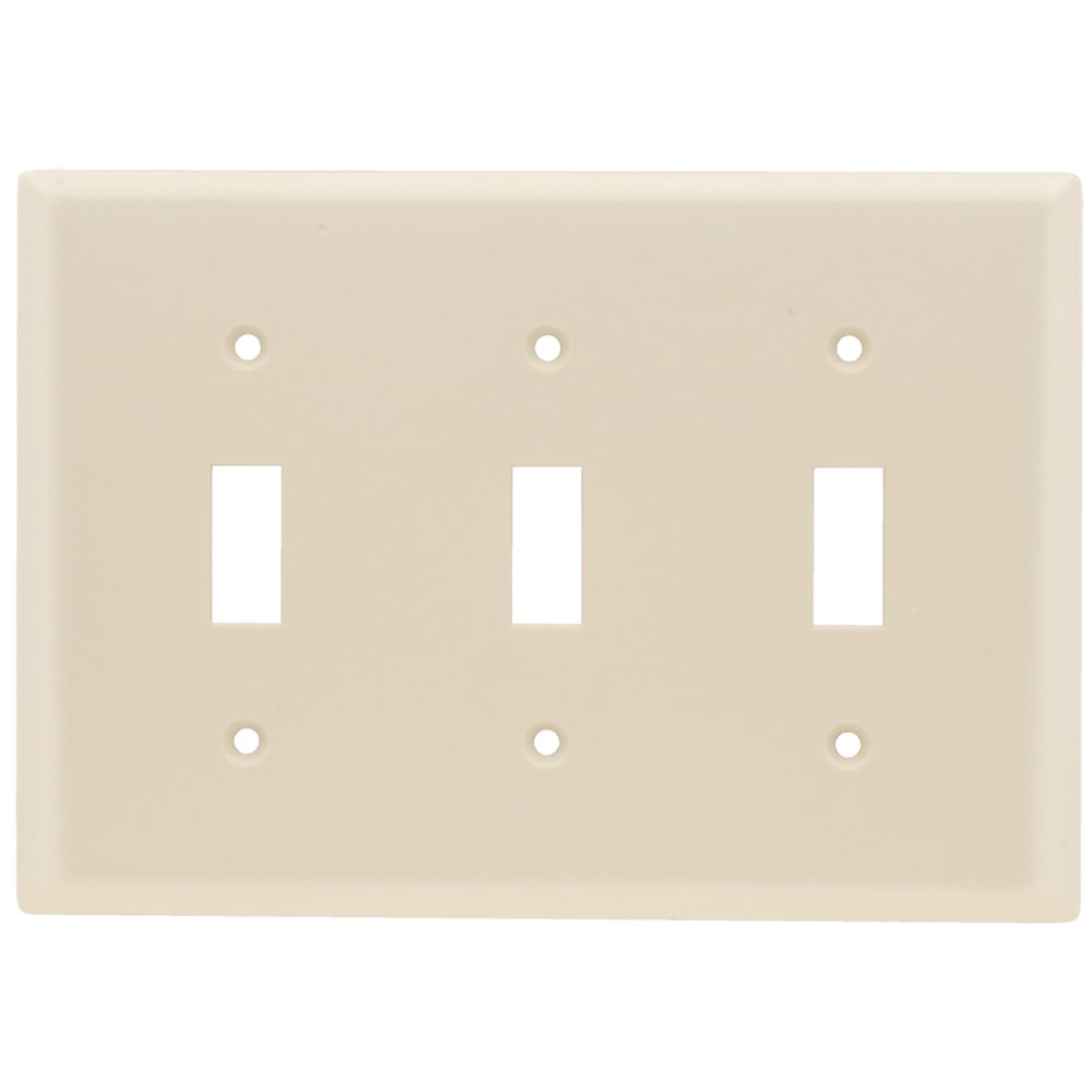 SP3LA 3-Gang Thermoset Wall Plate, 3 Toggle Switch Openings, Light Almond