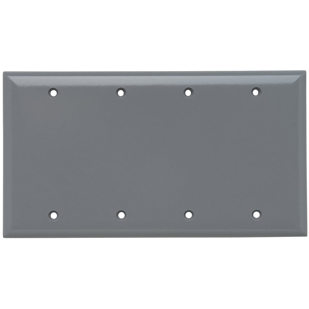 SP43GRY 4-Gang Thermoset Wall Plate, Blank, Box Mounted, Gray