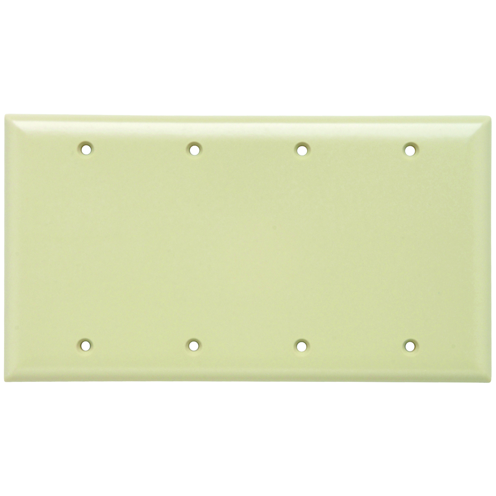 SP43I 4-Gang Thermoset Wall Plate, Blank, Box Mounted, Ivory
