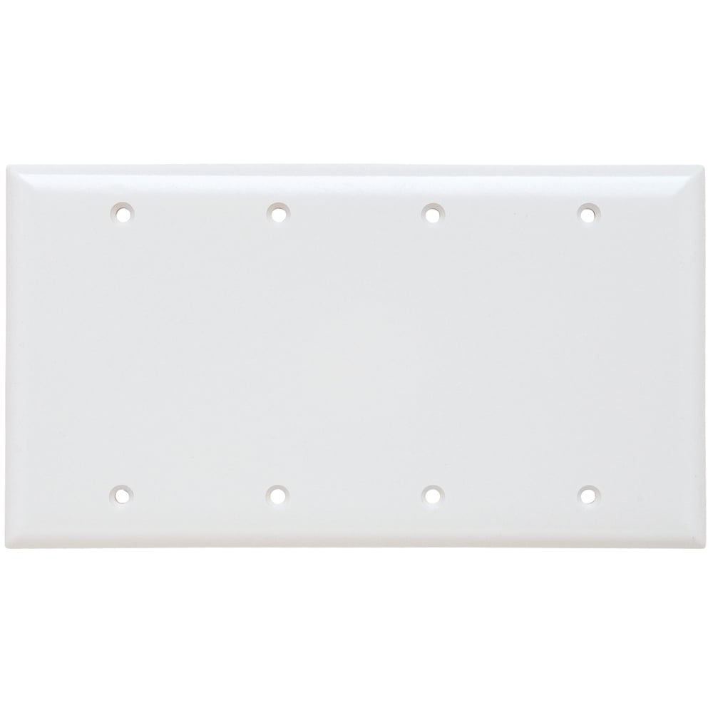 SP43W 4-Gang Thermoset Wall Plate, Blank, Box Mounted, White