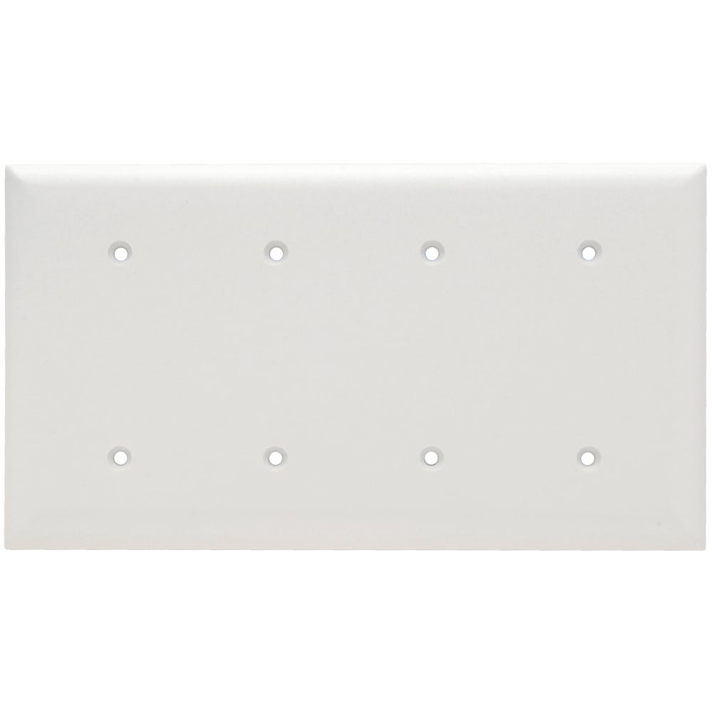 SP44W 4-Gang Thermoset Wall Plate, Blank, Strap Mounted, White