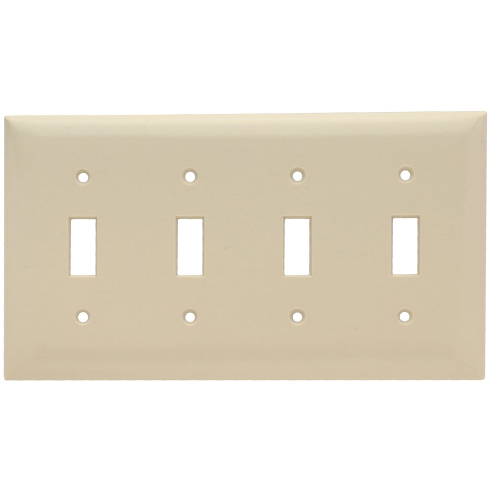 SP4I 4-Gang Thermoset Wall Plate, 4 Toggle Switch Openings, Ivory